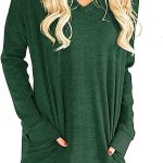 LERUCCI Womens Casual Long Sleeves Solid V-Neck Tunics Shirt Tops with Pockets